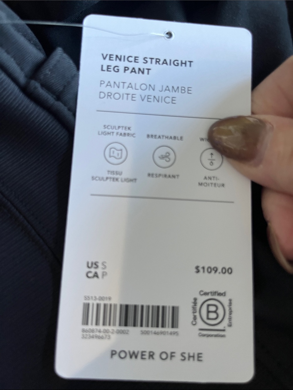 NWT-Athleta Black Venice Straight Leg Pant, Small - Picture 8 of 8